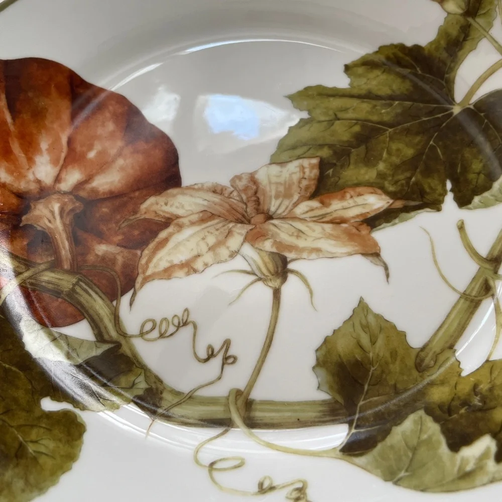 Williams Sonoma Botanical Pumpkin Dinner Plates 11” diameter (Set of 2)